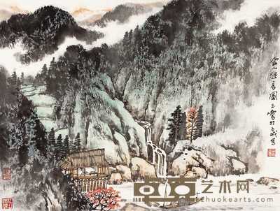 宋玉麟 云山幽居图 镜心 30×40cm